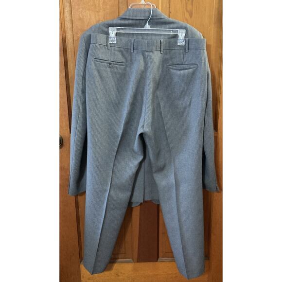 Levi's Action Mens Vtg Suit Sz 44L 36X30 Gray Pinstripe 70s Retro Single Vented - Picture 3 of 16